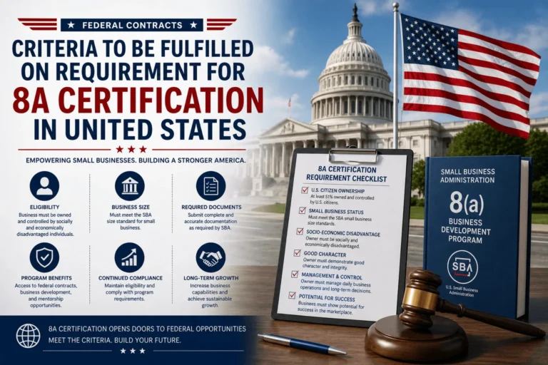 Criteria To Be Fulfilled On Requirement For 8A Certification In United States
