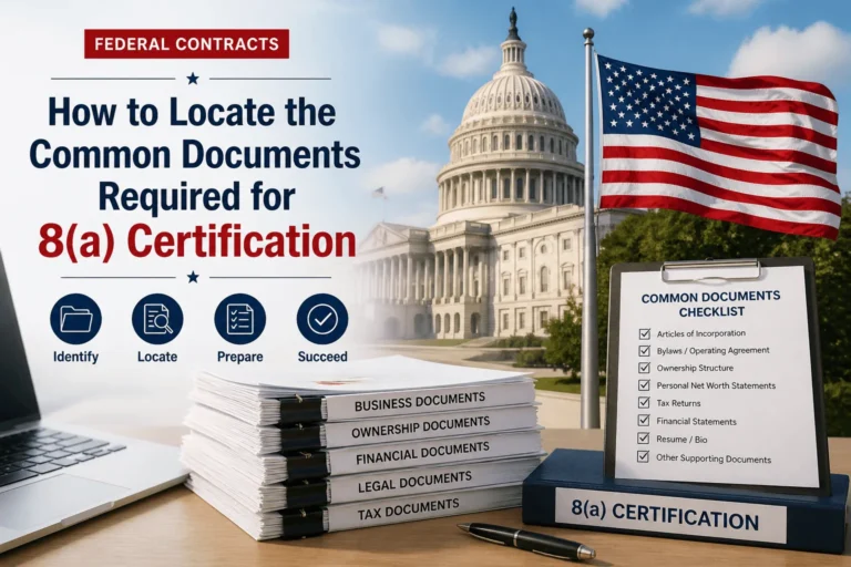 How to locate the common documents required for 8a certification