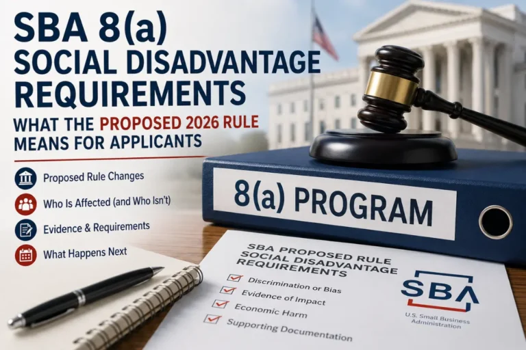 SBA 8(a) social disadvantage requirements and proposed 2026 rule changes for 8(a) certification applicants.